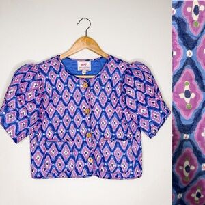 Banjanan | Short Sleeve Quilted Cotton Cropped Jacket Surreal Dream